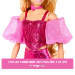Barbie Fashionista Deluxe Metallic Bionda Con Vestito Rosa JFP40