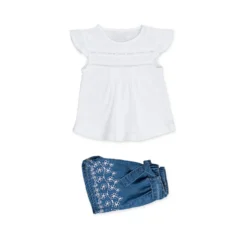 Completo Maglietta e Shorts in Denim Baby Bambina