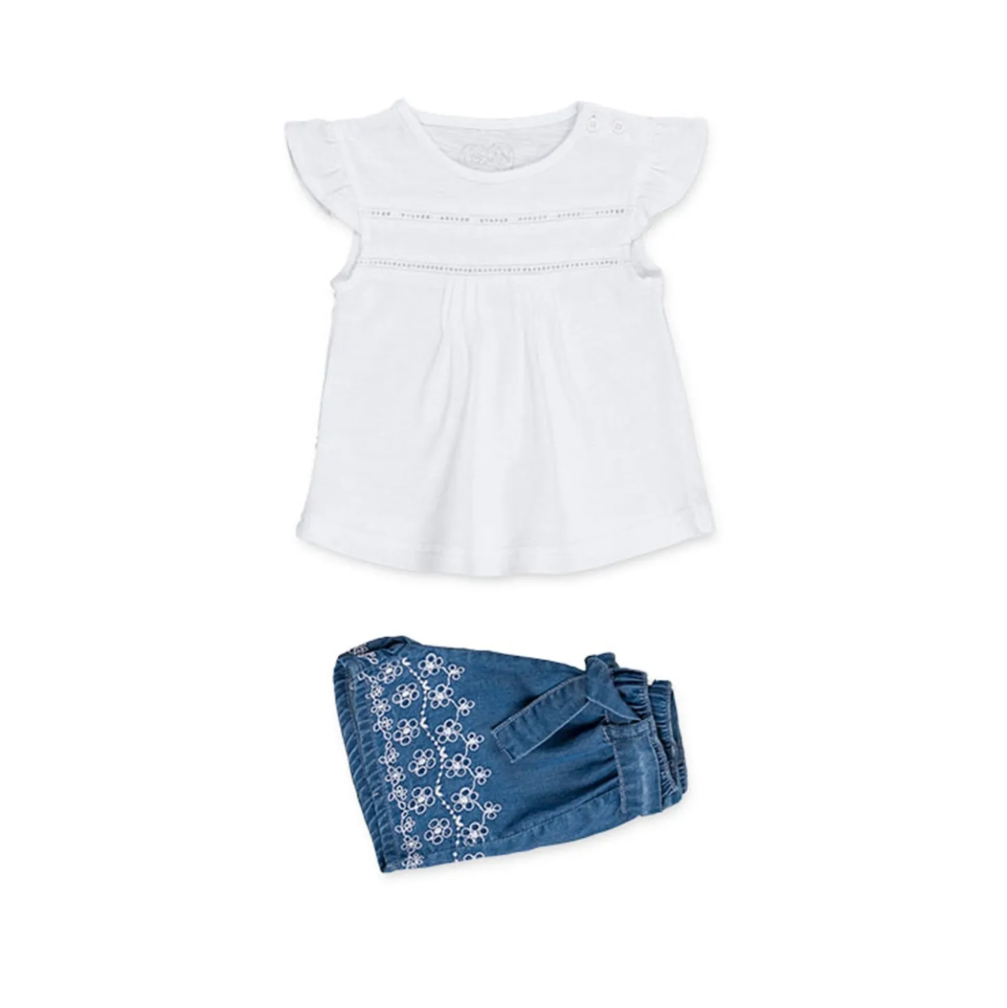 Completo Maglietta e Shorts in Denim Baby Bambina