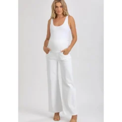 Jeans Premaman Bianchi a Gamba Larga