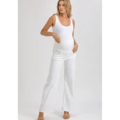 Jeans Premaman Bianchi a Gamba Larga
