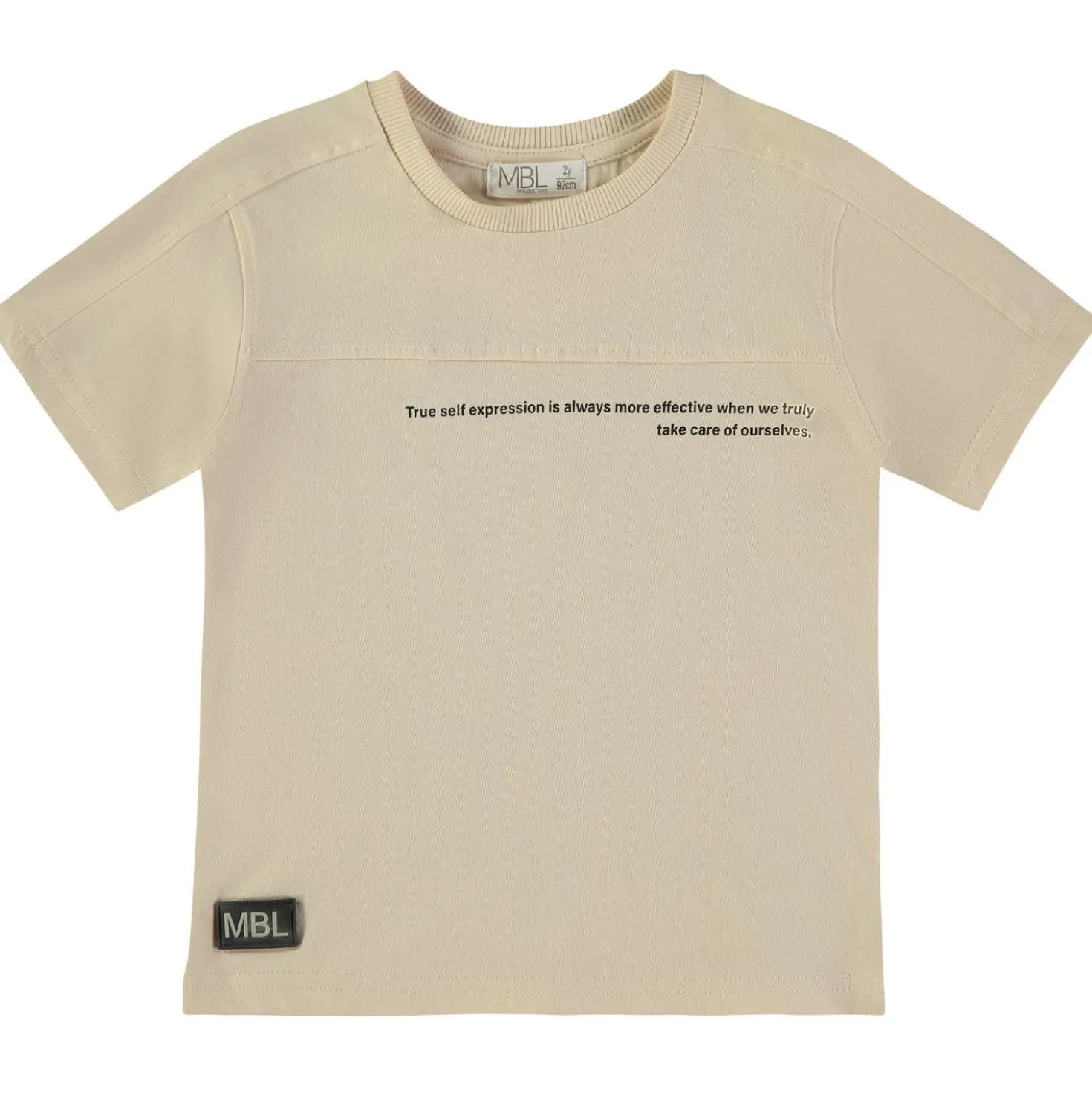 Maglia Manica Corta Beige Slogan 162453