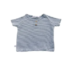 Maglietta Baby Bimbo In Cotone di Bamboo Stripe White Blu