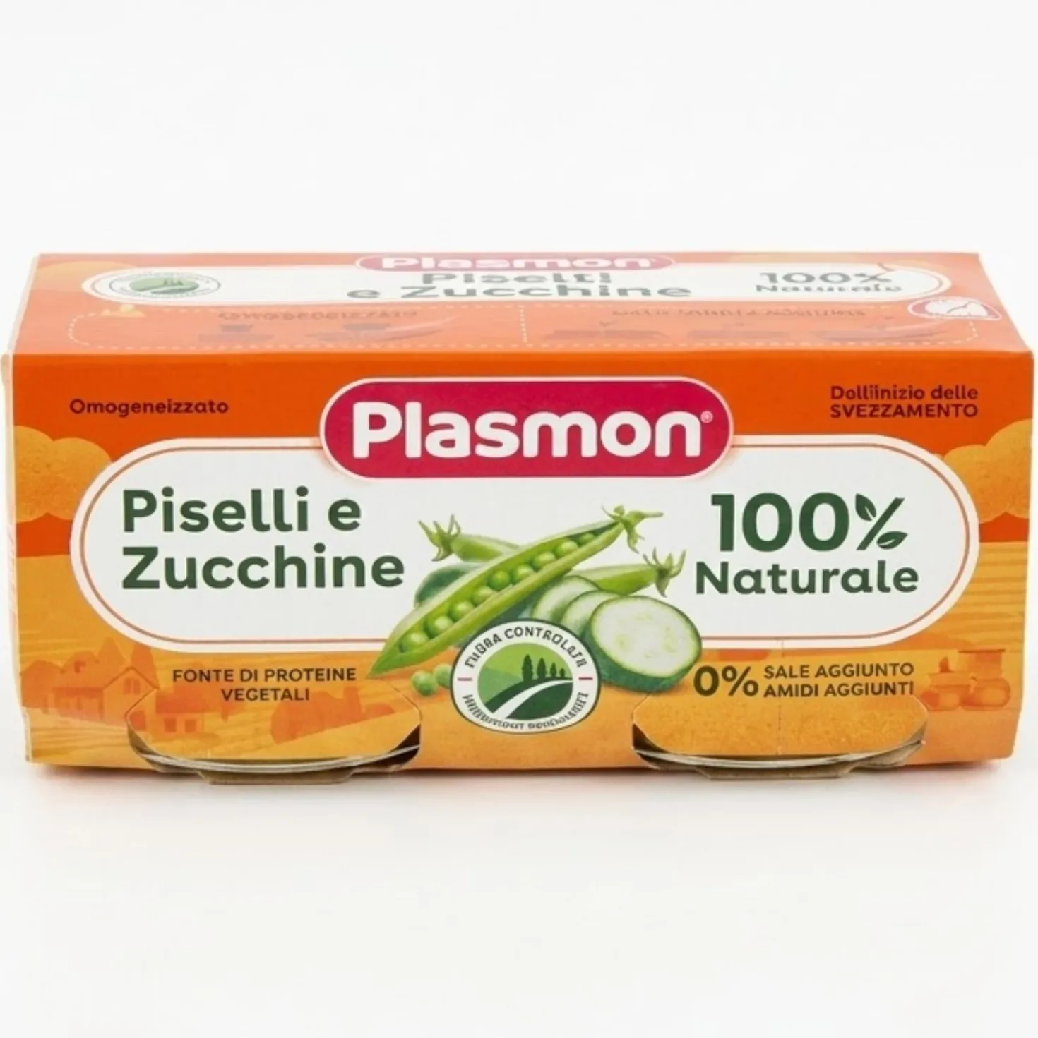Omogeneizzato Piselli Zucchine: Confezione 2x80 gr