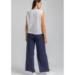 Pantaloni Premaman a Gamba Larga Blu