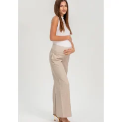 Pantaloni Premaman a Gamba Larga Ice Beige