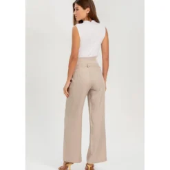 Pantaloni Premaman a Gamba Larga Ice Beige