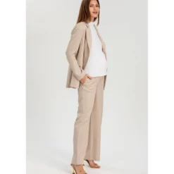 Pantaloni Premaman a Gamba Larga Ice Beige