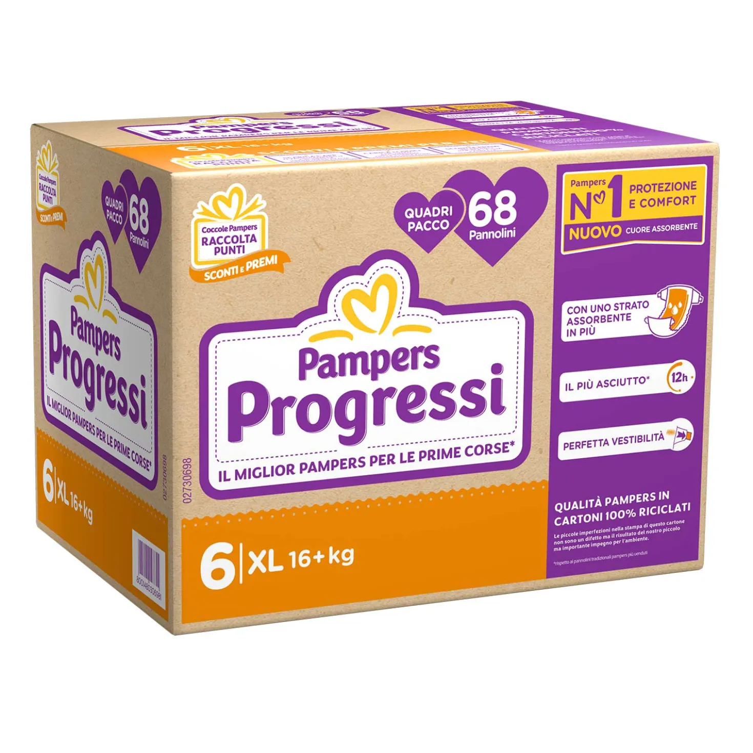 Progressi Quadripack Taglia 6+ Extralarge 68pz