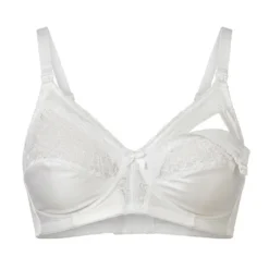 Reggiseno Allattamento in Cotone Con Pizzo Coppa C Bianco