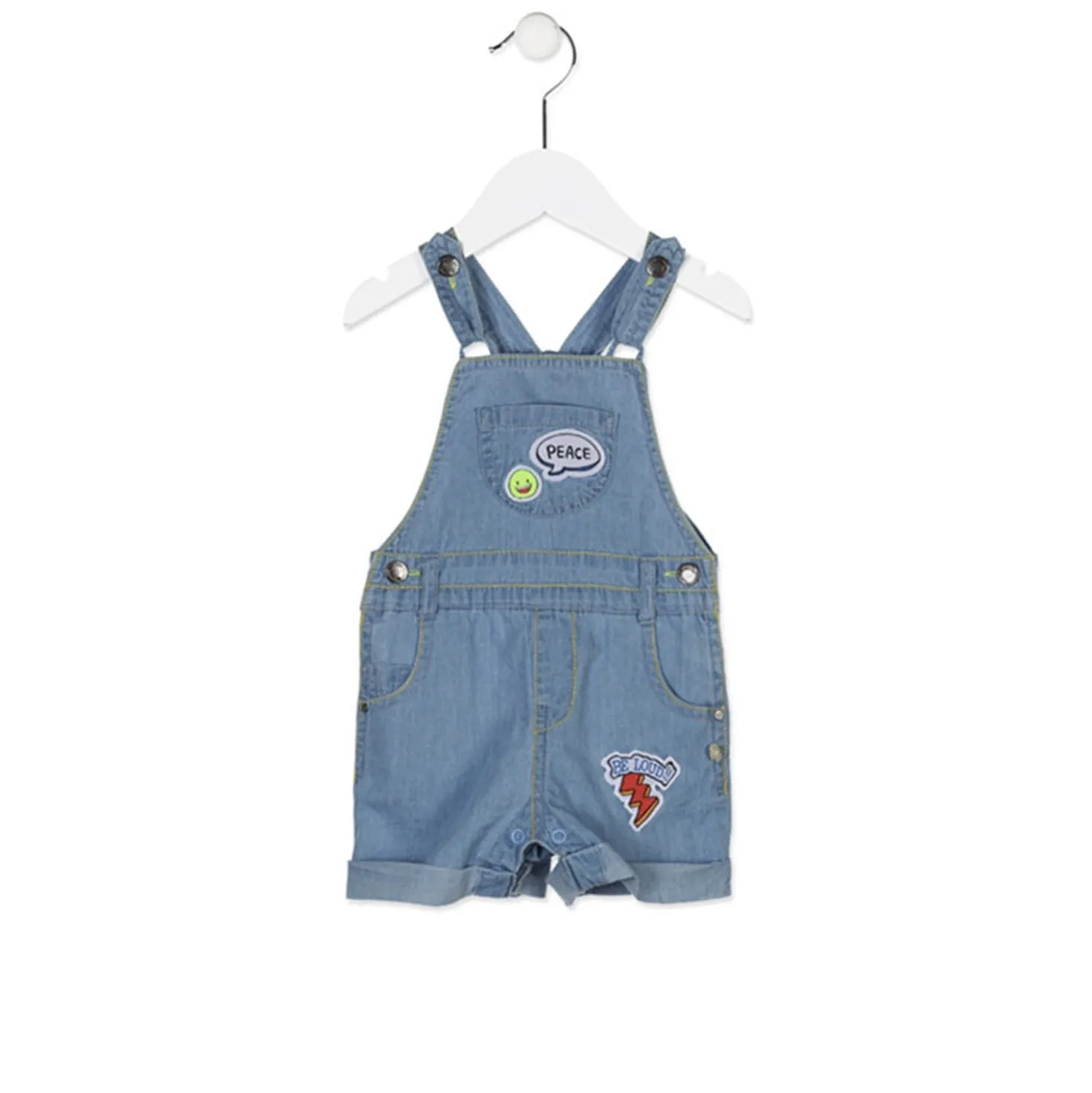 Salopette Jeans con Peans Ricamate Baby Bambino