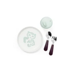 Set Pappa Munch Essential Piattino + Posatine + Tazza Con Beccuccio