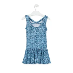 Vestito in Jersey a Fiori Blu Bambina Junior